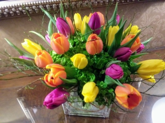 Mixed Arrangement of Colorful Tulips from Mangel Florist, flower shop at the Drake Hotel Chicago