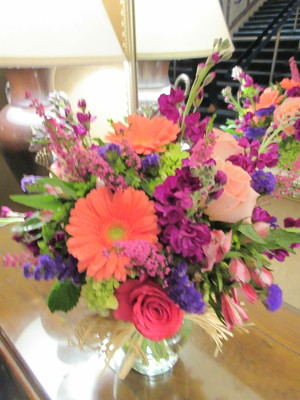 Pink Purple and Peach Arrangement  from Mangel Florist, flower shop at the Drake Hotel Chicago