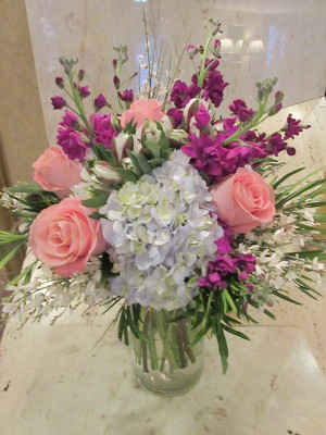 Soft Palete of Pink, Blue, Purple Florals from Mangel Florist, flower shop at the Drake Hotel Chicago