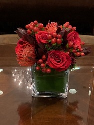 Low Red Arrangement from Mangel Florist, flower shop at the Drake Hotel Chicago