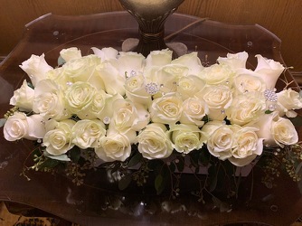 Grand White Rose Arrangement from Mangel Florist, flower shop at the Drake Hotel Chicago