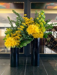 Tall Yellow Arrangmenets from Mangel Florist, flower shop at the Drake Hotel Chicago
