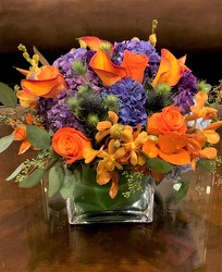 Orange and Purple Cube  from Mangel Florist, flower shop at the Drake Hotel Chicago