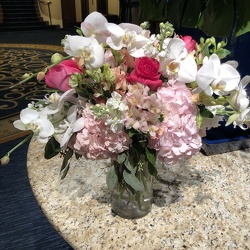 Soft Pink and White Arrangement with Orchids  from Mangel Florist, flower shop at the Drake Hotel Chicago