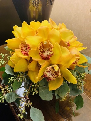 YELLOW ORCHID CUBE from Mangel Florist, flower shop at the Drake Hotel Chicago