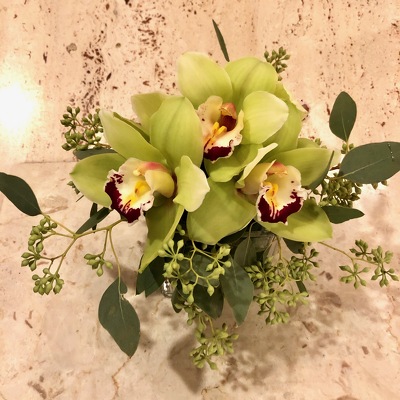 Green Cymbidium Orchid Cube from Mangel Florist, flower shop at the Drake Hotel Chicago