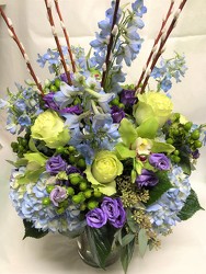 Blue and Purple Spring Arrangement from Mangel Florist, flower shop at the Drake Hotel Chicago