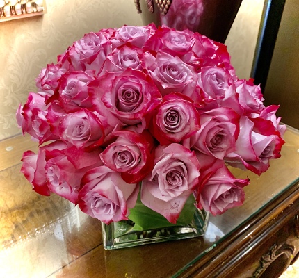 Bi Colored Rose Cube from Mangel Florist, flower shop at the Drake Hotel Chicago