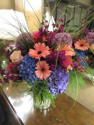 Purple and Peach Arrangement  from Mangel Florist, flower shop at the Drake Hotel Chicago