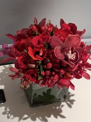Red Floral Cube  from Mangel Florist, flower shop at the Drake Hotel Chicago