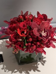 Red Floral Cube 