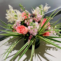 Pink, White, and Decorative Grass Arrangement  from Mangel Florist, flower shop at the Drake Hotel Chicago